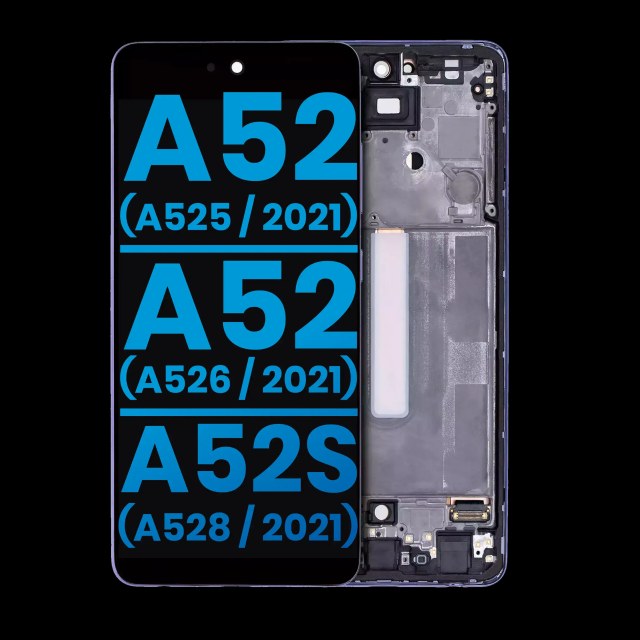 Display LCD completo con Frame (senza Finger Print Sensore) per Samsung Galaxy A52 4G (A525 / 2021) / A52 5G (A526 / 2021) / A52S (A528 / 2021) (Awesome Violet)