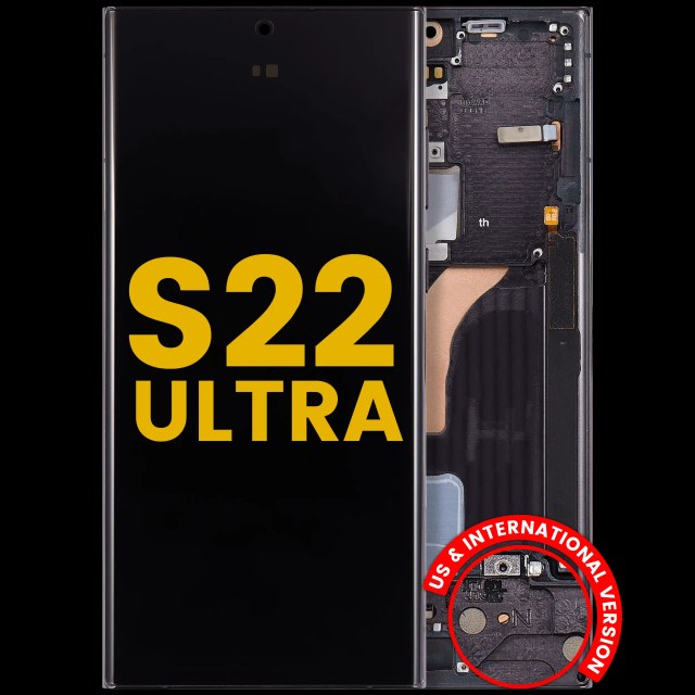 Display OLED completo con Frame per Samsung Galaxy S22 Ultra 5G (US e International Version) (Refurbished) (Phantom Nero)