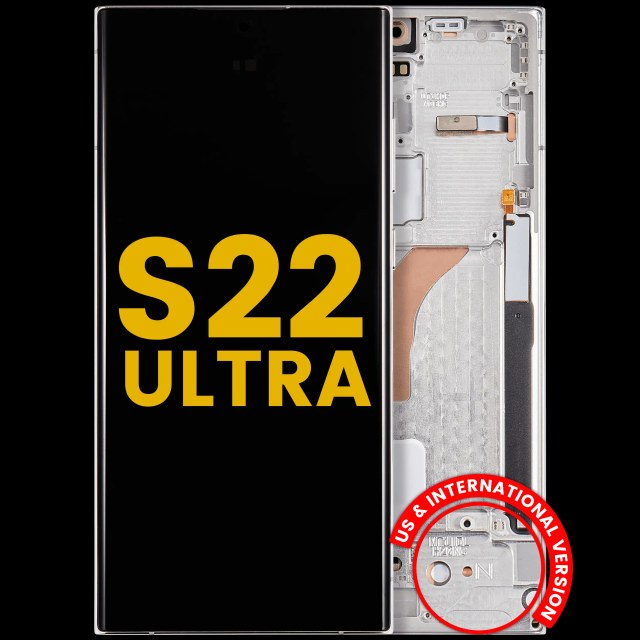 Display OLED completo con Frame per Samsung Galaxy S22 Ultra 5G (US e International Version) (Refurbished) (Phantom Bianco)