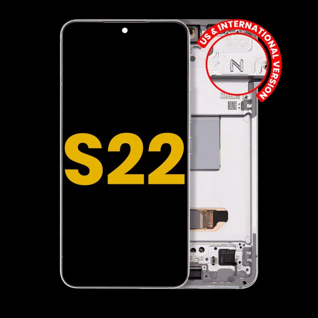 Display OLED completo con Frame per Samsung Galaxy S22 5G (US e International Version) (Refurbished) (Bianco)