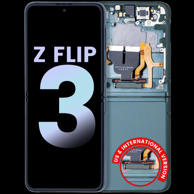 Inner Display OLED completo con Frame per Samsung Galaxy Z Flip 3 5G (US e International) (Service Pack) (Verde)