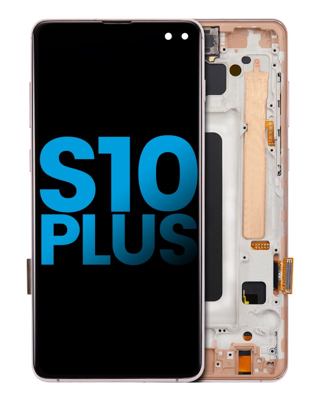 Display LCD completo con Frame (senza Fingerprint Sensore) per Samsung Galaxy S10 Plus (Flamingo Rosa)