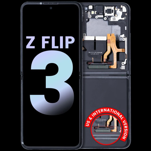 Inner Display OLED completo con Frame per Samsung Galaxy Z Flip 3 5G (US e International) (Service Pack) (Phantom Nero)