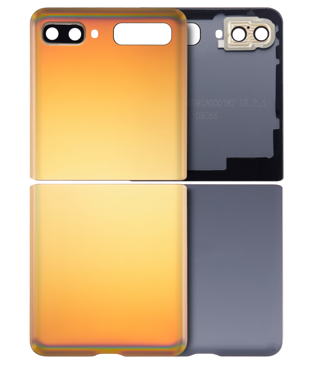 Top e Bottom vetro cover posteriore con Vetro fotocamera per Samsung Galaxy Z Flip 4G (F700) / Z Flip 5G (F707) (Mirror Oro)
