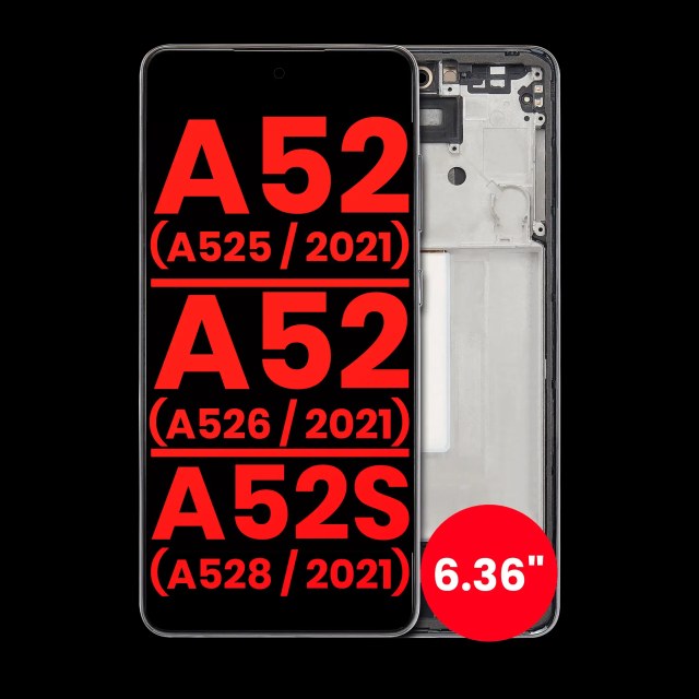 Display OLED completo con Frame per Samsung Galaxy A52 4G (A525 / 2021) / A52 5G (A526 / 2021) / A52S 5G (A528 / 2021) (6.36") (Awesome Nero)