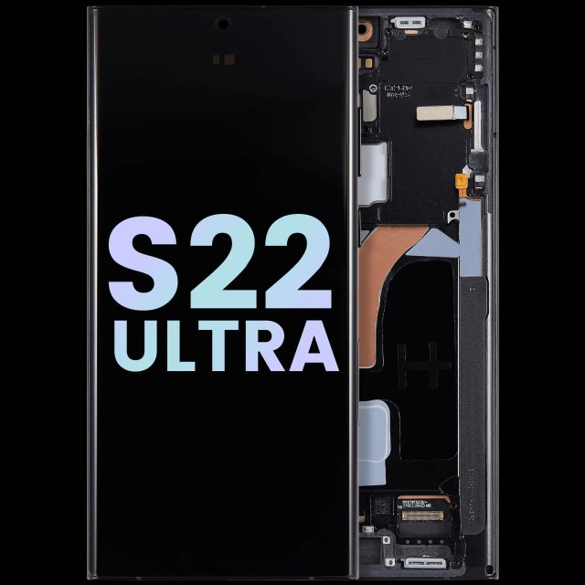 Display OLED completo con Frame per Samsung Galaxy S22 Ultra 5G (Service Pack) (Grafite / Blu cielo / Rosso)
