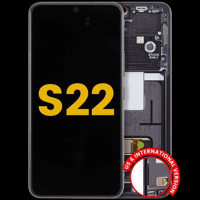 Display OLED completo con Frame per Samsung Galaxy S22 5G (US e International Version) (Refurbished) (Phantom Nero)