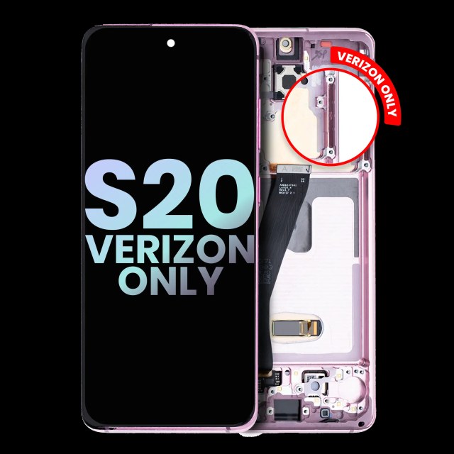 Display OLED completo con Frame per Samsung Galaxy S20 5G (Verizon 5G UW Frame Only) (Service Pack) (Cloud Rosa)