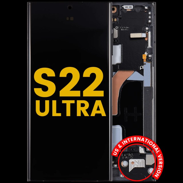 Display OLED completo con Frame per Samsung Galaxy S22 Ultra 5G (US e International Version) (Refurbished) (Grafite / Rosso / Blu cielo)