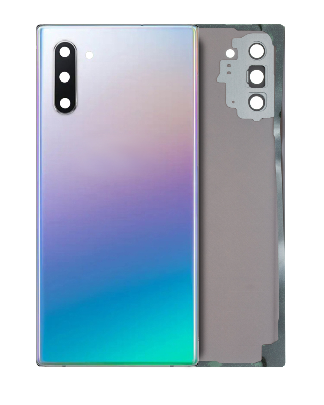 vetro cover posteriore con Vetro fotocamera per Samsung Galaxy Note 10 (Service Pack) (Aura Glow / Argento)