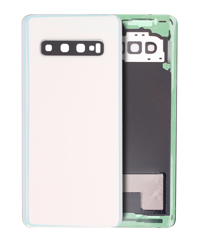 vetro cover posteriore con Vetro fotocamera per Samsung Galaxy S10 (Service Pack) (Prism Bianco)