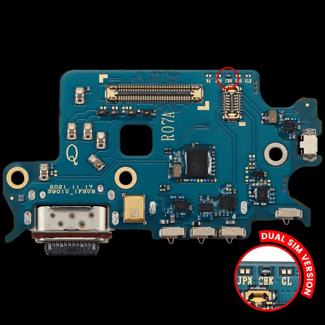 Connettore di ricarica Scheda con Sim Card Reader per Samsung Galaxy S22 5G (S9010) (Dual Sim Version) (Premium)