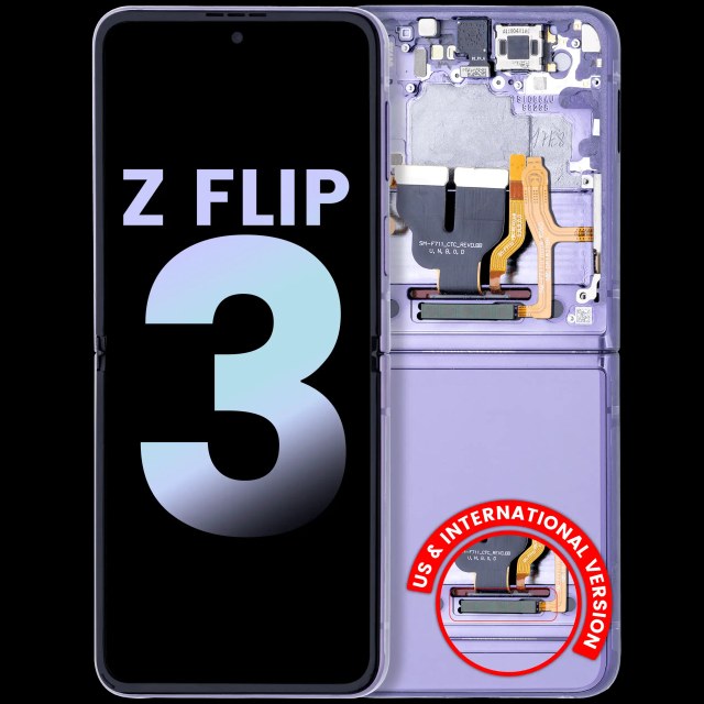 Inner Display OLED completo con Frame per Samsung Galaxy Z Flip 3 5G (US e International) (Service Pack) (Lavanda)