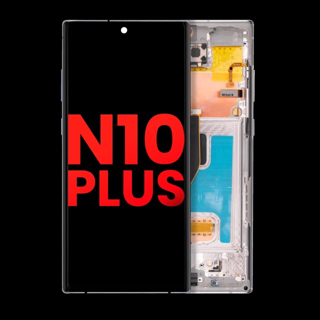 Display OLED completo con Frame per Samsung Galaxy Note 10 Plus / 5G (Aura Glow / Argento)