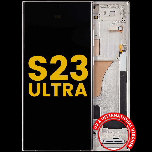 Display OLED completo con Frame per Samsung Galaxy S23 Ultra (US e International) (Refurbished) (Cream)