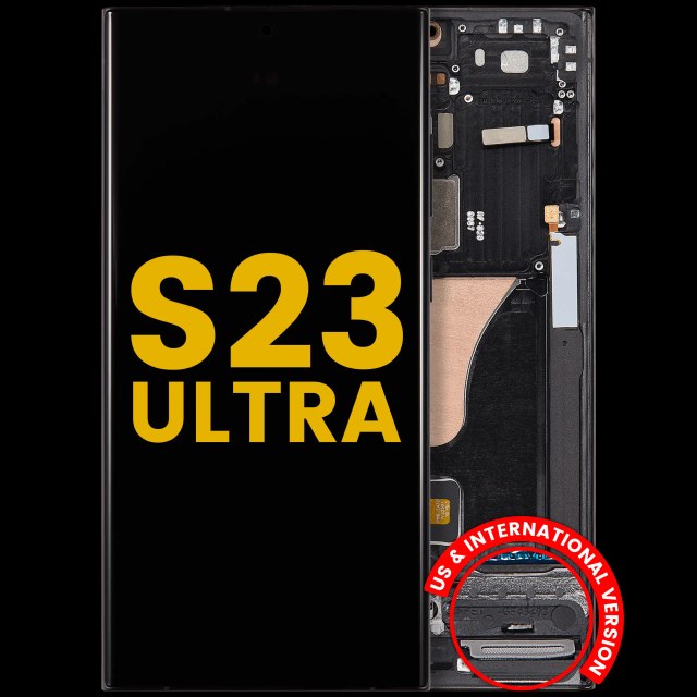 Display OLED completo con Frame per Samsung Galaxy S23 Ultra (US e International) (Refurbished) (Grafite / Rosso)