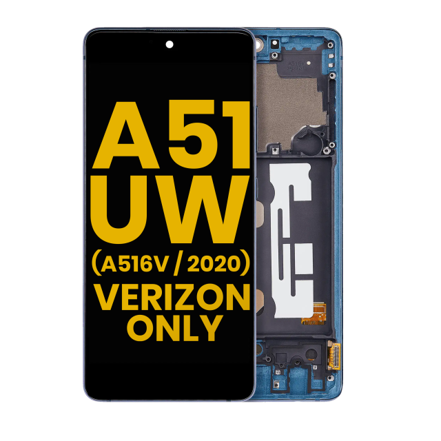 Display OLED completo con Frame per Samsung Galaxy A51 5G UW (A516V / 2020) (Verizon 5G UW Frame Only) (Refurbished) (Prism Bricks Blu)