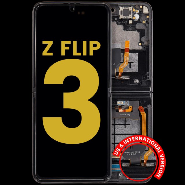 Inner Display OLED completo con Frame per Samsung Galaxy Z Flip 3 5G (US e International) (Refurbished) (Phantom Nero)