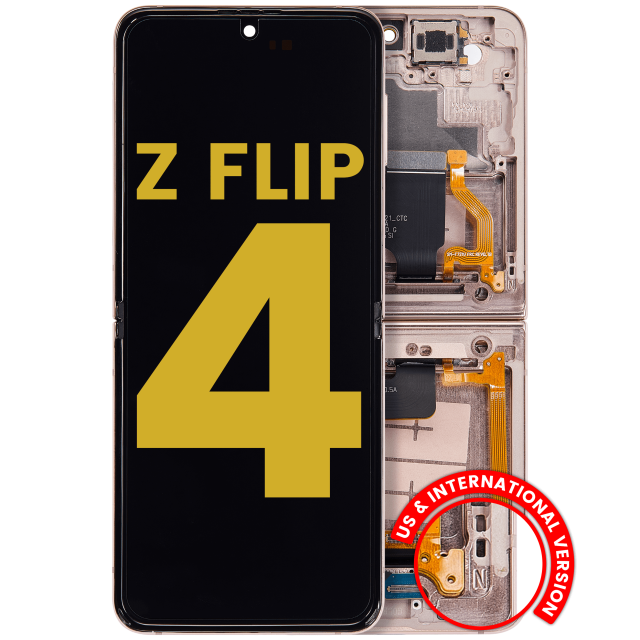 Inner Display OLED completo con Frame per Samsung Galaxy Z Flip 4 5G (US e International Version) (Refurbished) (Rosa Oro)
