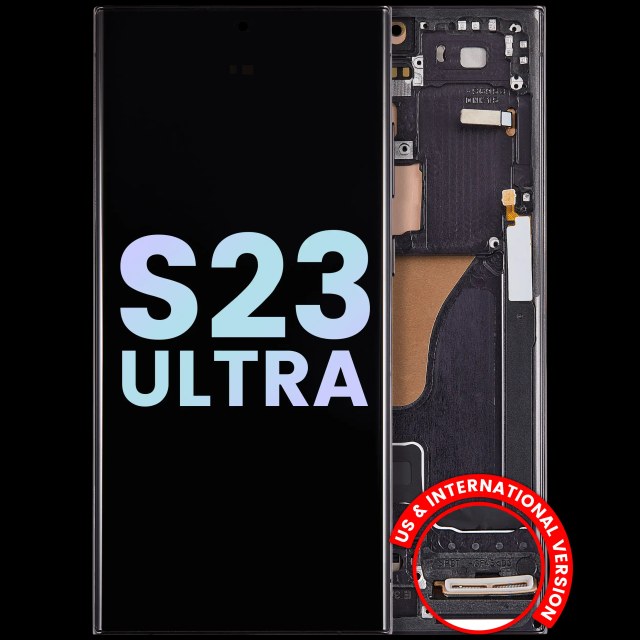 Display OLED completo con Frame per Samsung Galaxy S23 Ultra 5G (US e International) (Service Pack) (Phantom Nero)