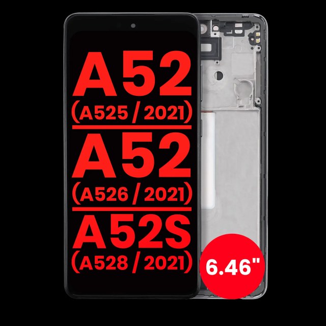Display OLED completo con Frame per Samsung Galaxy A52 4G (A525 / 2021) / A52 5G (A526 / 2021) / A52S 5G (A528 / 2021) (6.46") (Awesome Nero)