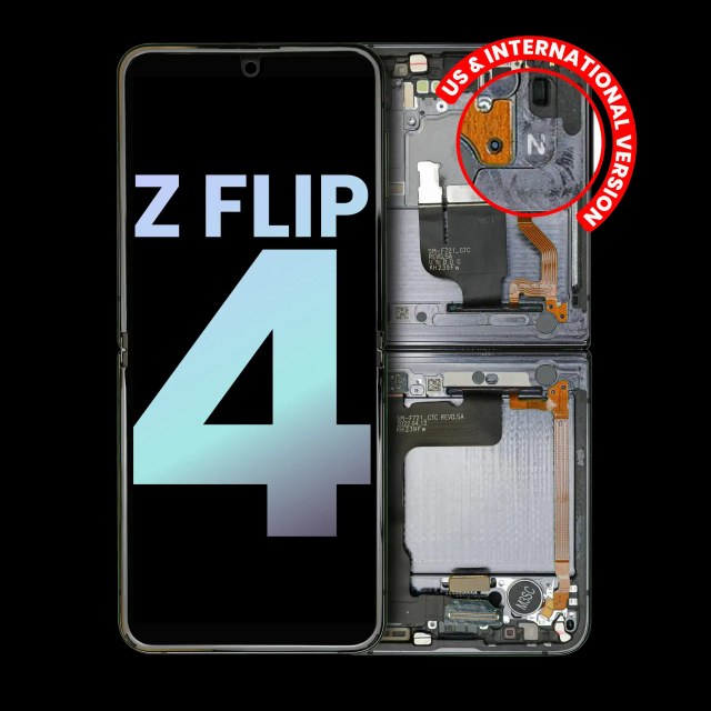 Inner Display OLED completo con Frame per Samsung Galaxy Z Flip 4 5G (US e International) (Service Pack) (Grafite)