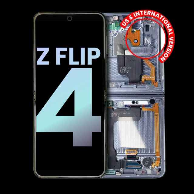 Inner Display OLED completo con Frame per Samsung Galaxy Z Flip 4 5G (US e International) (Service Pack) (Blu)