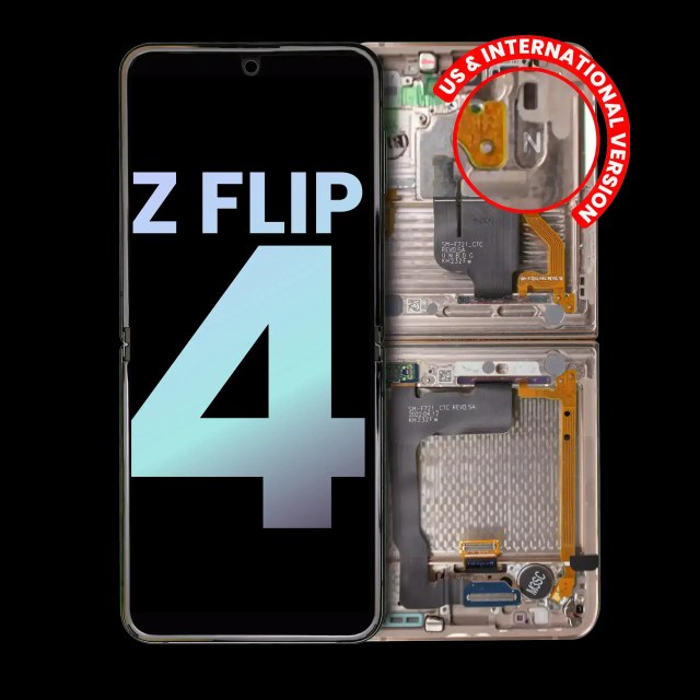 Inner Display OLED completo con Frame per Samsung Galaxy Z Flip 4 5G (US e International) (Service Pack) (Rosa Oro)