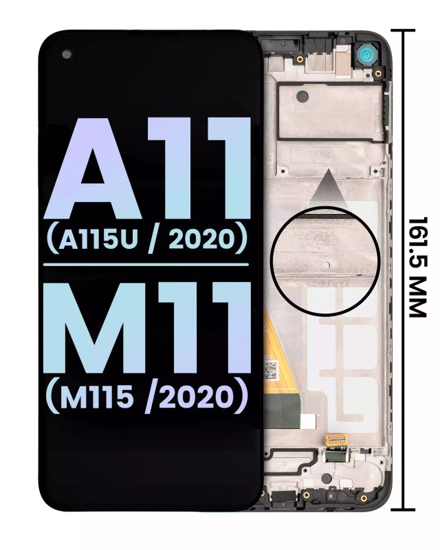 Display LCD completo con Frame per Samsung Galaxy A11 (A115U / 2020) M11 (M115 /2020) (US Version) (Service Pack) (tutti i colori)