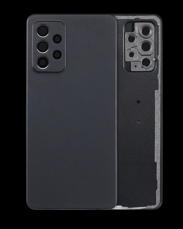 vetro cover posteriore con Vetro fotocamera per Samsung Galaxy A52 4G (A525 / 2021) (Nero)