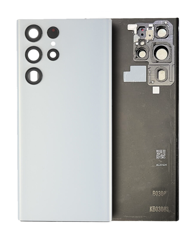vetro cover posteriore con Vetro fotocamera per Samsung Galaxy S22 Ultra (Service Pack) (Bianco)