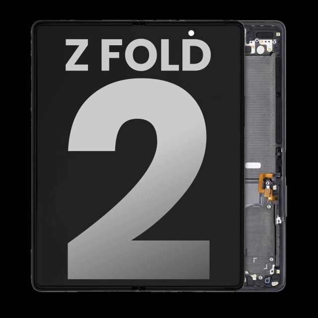 Inner Display OLED completo con Frame per Samsung Galaxy Z Fold 2 5G (Used Service Pack Pull: Grade B/C) (US e International) (Mystic Nero)