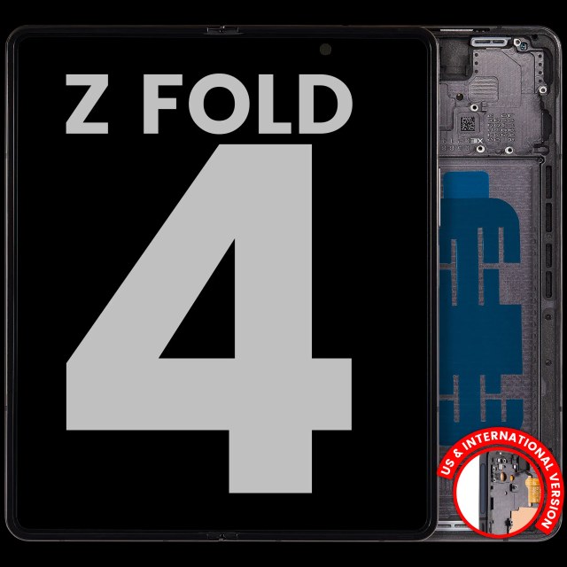 Inner Display OLED completo con Frame per Samsung Galaxy Z Fold 4 5G (US e International) (Used Service Pack Pull: Grade B/C) (Phantom Nero)
