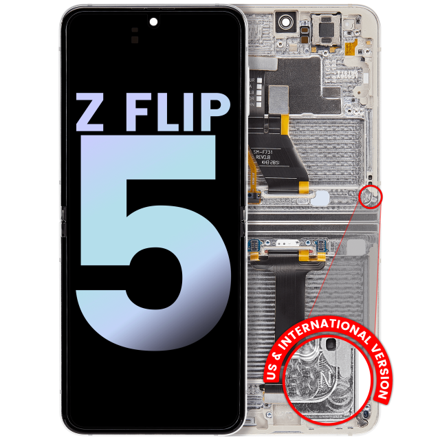 Inner Display OLED completo con Frame per Samsung Galaxy Z Flip 5 5G (US e International) (Service Pack) (Cream)