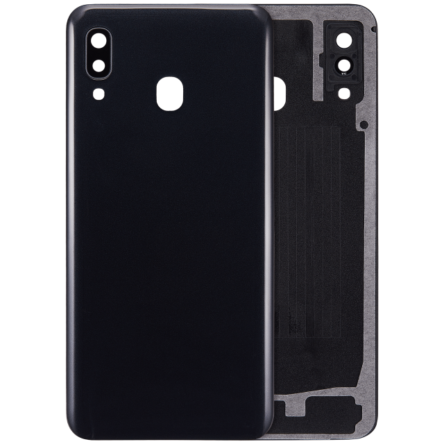 vetro cover posteriore con Vetro fotocamera per Samsung Galaxy A30 (A305 / 2019) (Nero)