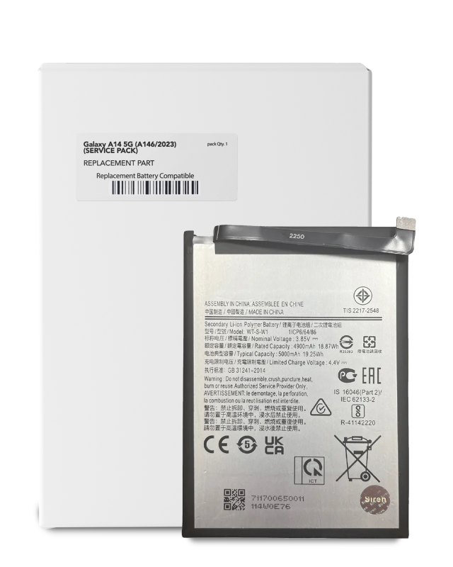 Batteria di ricambio per Samsung Galaxy A04 (A045 / 2022) / A04E (A042 / 2022) / A14 (A145 / 2023) / A14 5G (A146U / A146P / A146V / A146W / 2023) (Service Pack)