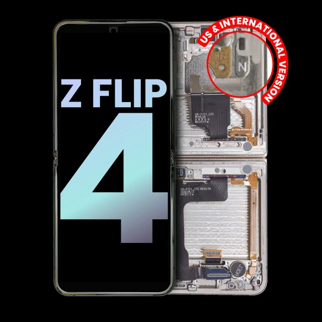 Inner Display OLED completo con Frame per Samsung Galaxy Z Flip 4 5G (US e International) (Service Pack) (Bianco)