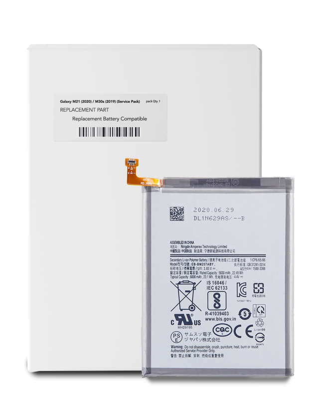 Batteria di ricambio per Samsung Galaxy M21 (M215F / 2020) M30s (M307 / 2019) (EB-BM207ABY) (Service Pack)