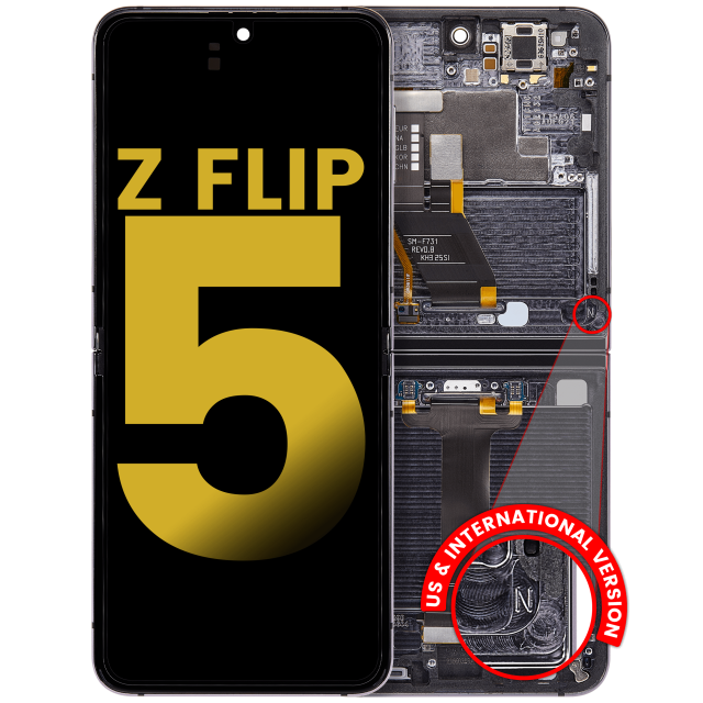 Inner Display OLED completo con Frame per Samsung Galaxy Z Flip 5 5G (US e International) (Refurbished) (Grafite)