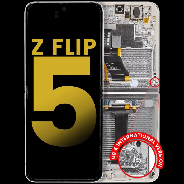 Inner Display OLED completo con Frame per Samsung Galaxy Z Flip 5 5G (US e International) (Refurbished) (Cream)
