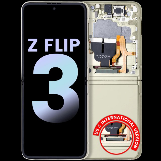 Inner Display OLED completo con Frame per Samsung Galaxy Z Flip 3 5G (US e International) (Service Pack) (Cream)