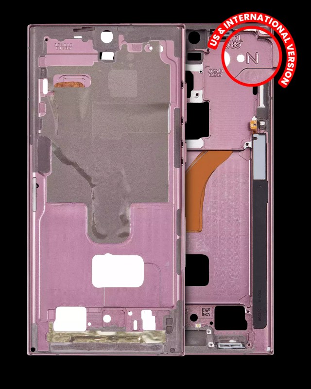 Frame centrale per Samsung Galaxy S22 Ultra 5G (US e International Version) (Burgundy)
