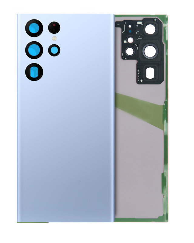 vetro cover posteriore con Vetro fotocamera per Samsung Galaxy S22 Ultra (Service Pack) (Blu cielo)