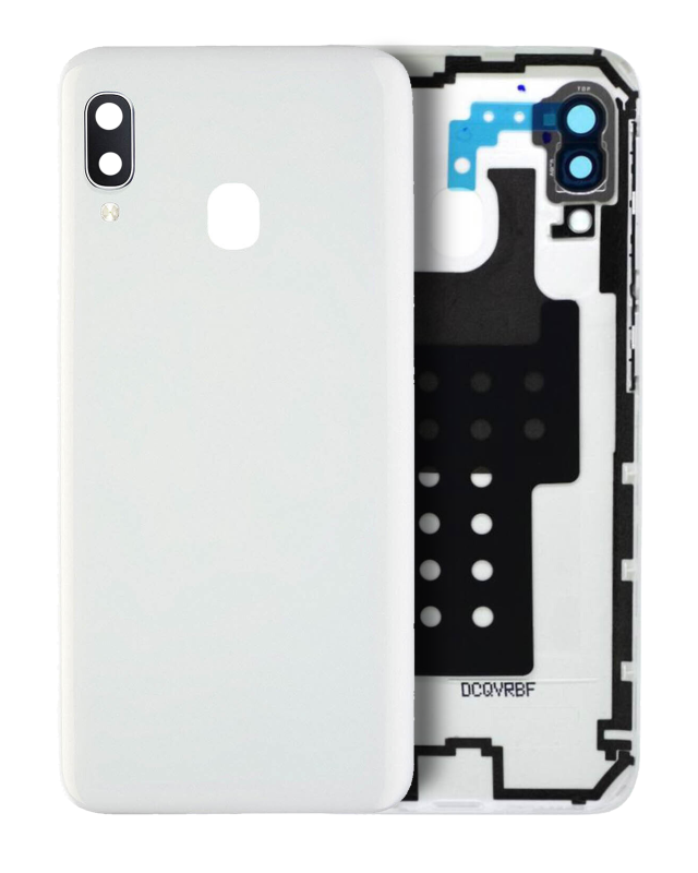 vetro cover posteriore con Vetro fotocamera per Samsung Galaxy A20E (A202 / 2019) (Service Pack) (Bianco)