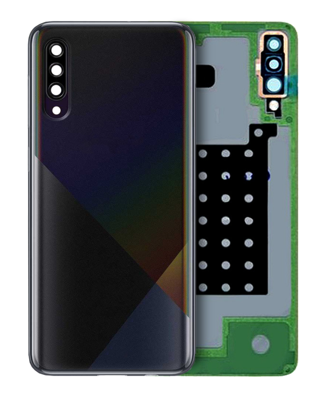 vetro cover posteriore con Vetro fotocamera per Samsung Galaxy A30S (A307 / 2019) (Service Pack) (Nero)