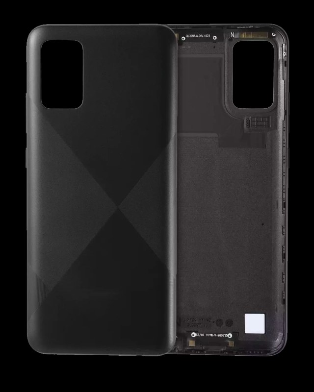 vetro cover posteriore per Samsung Galaxy A02S (A025 / 2020) (Service Pack) (Nero)