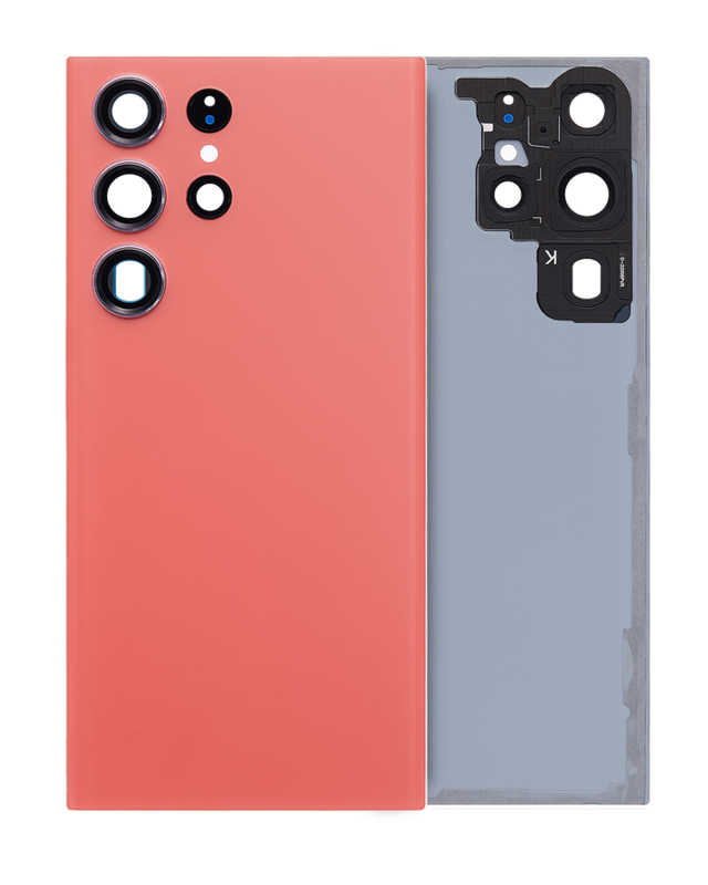 vetro cover posteriore con Vetro fotocamera per Samsung Galaxy S23 Ultra (Service Pack) (Rosso)
