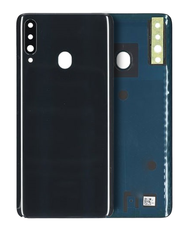 vetro cover posteriore con Vetro fotocamera per Samsung Galaxy A20s (A207 / 2019) (Service Pack) (Nero)