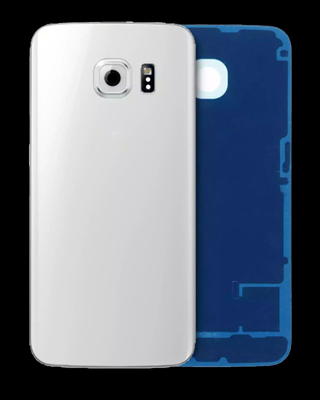 vetro cover posteriore con Vetro fotocamera per Samsung Galaxy S6 Edge (Service Pack) (Bianco)