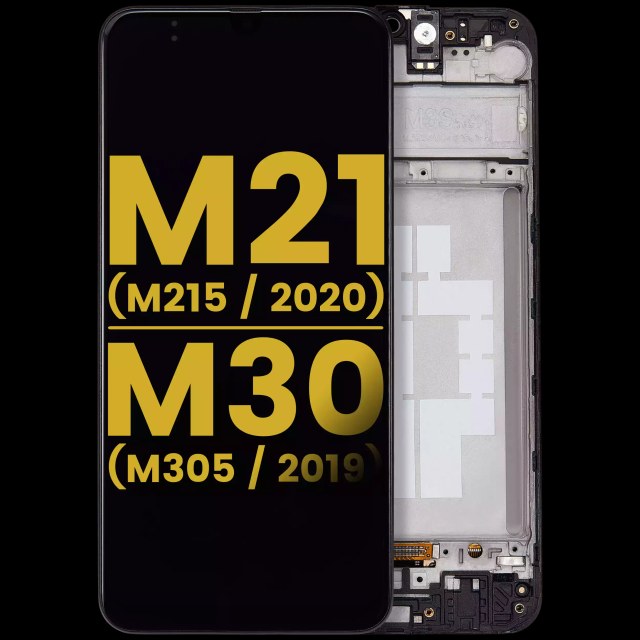 Display OLED completo con Frame per Samsung Galaxy M21 (M215 / 2020) / M30 (M305 / 2019) (Refurbished) (Nero)